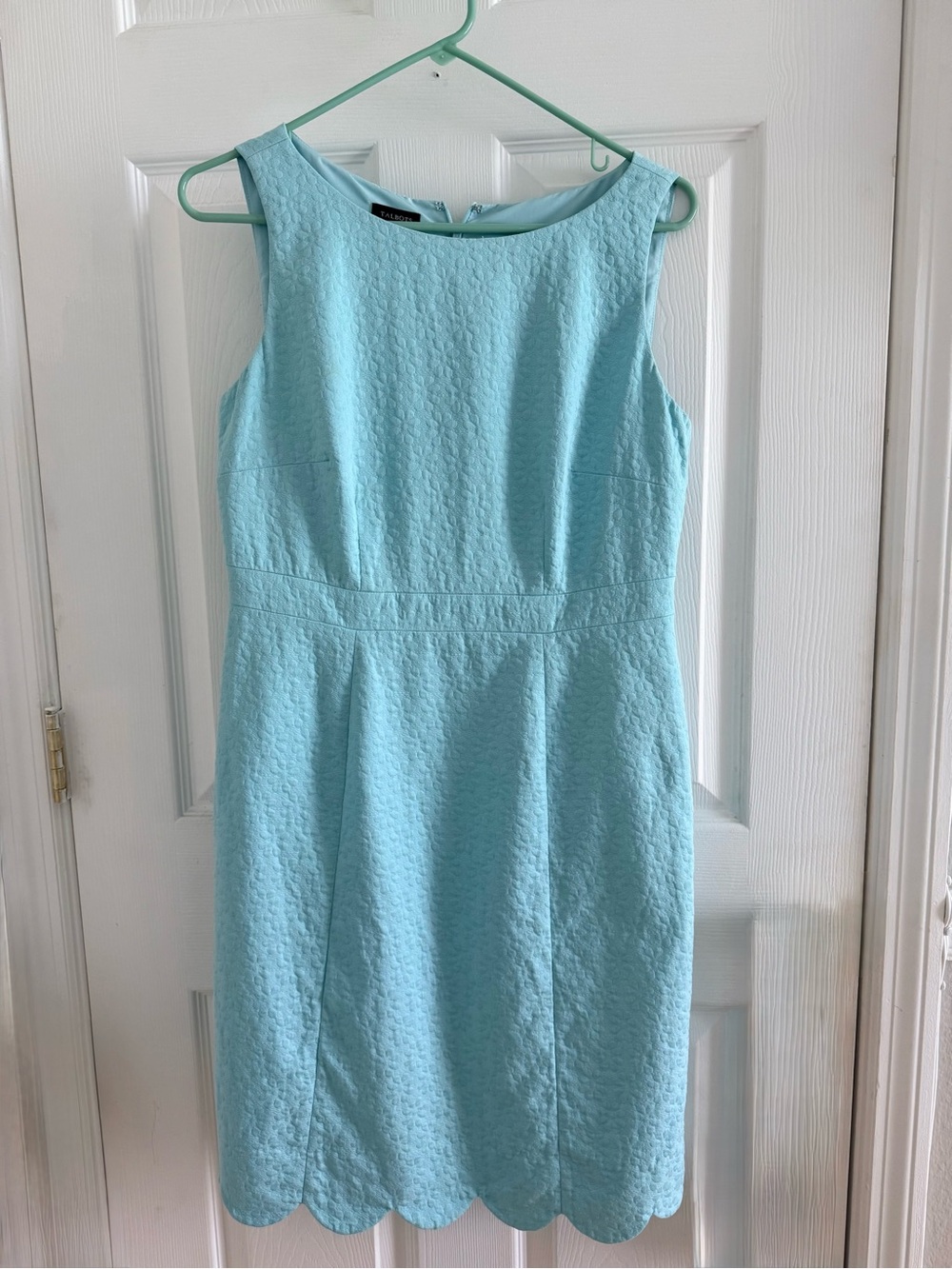 Talbots Sleeveless Scallop-Hem Sheath Dress in Light Blue/Aqua